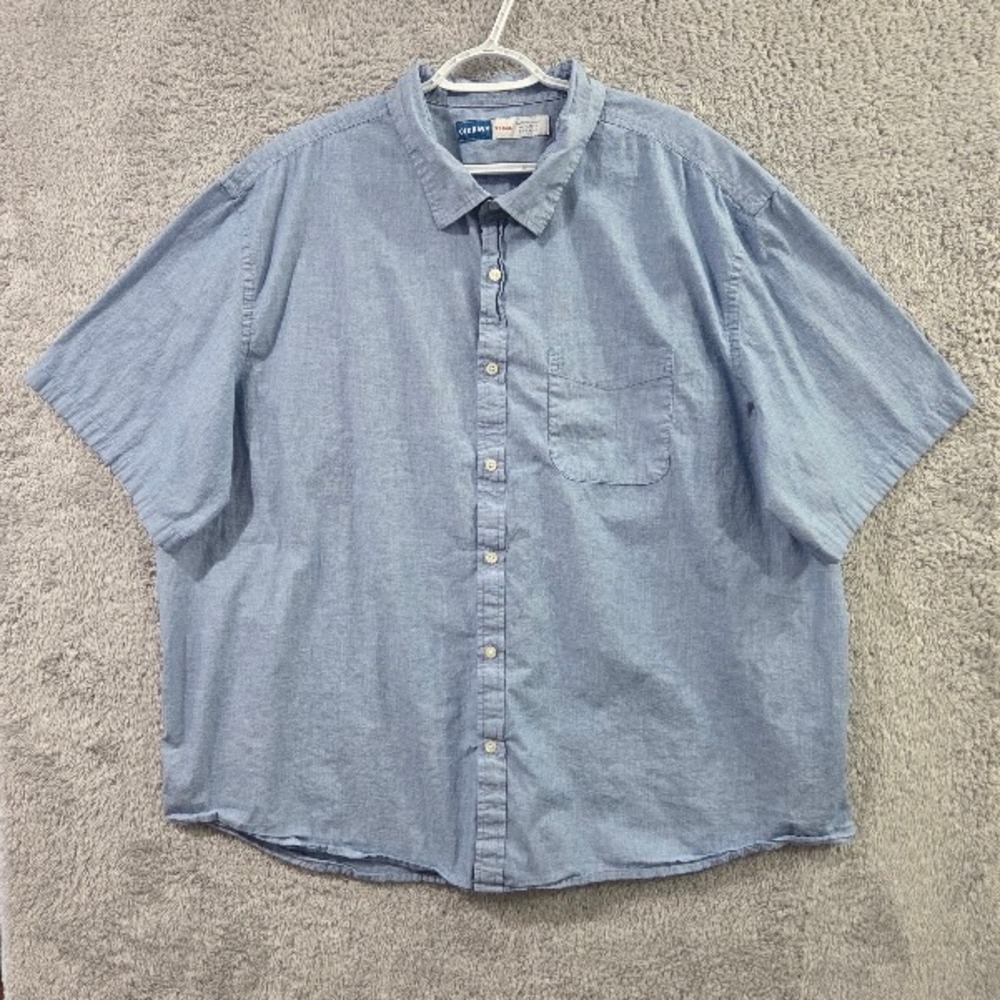 Old Navy Everydayβ Shirt Men's XXXXL Blue Short Sleeve Built-In Flex Button Down
